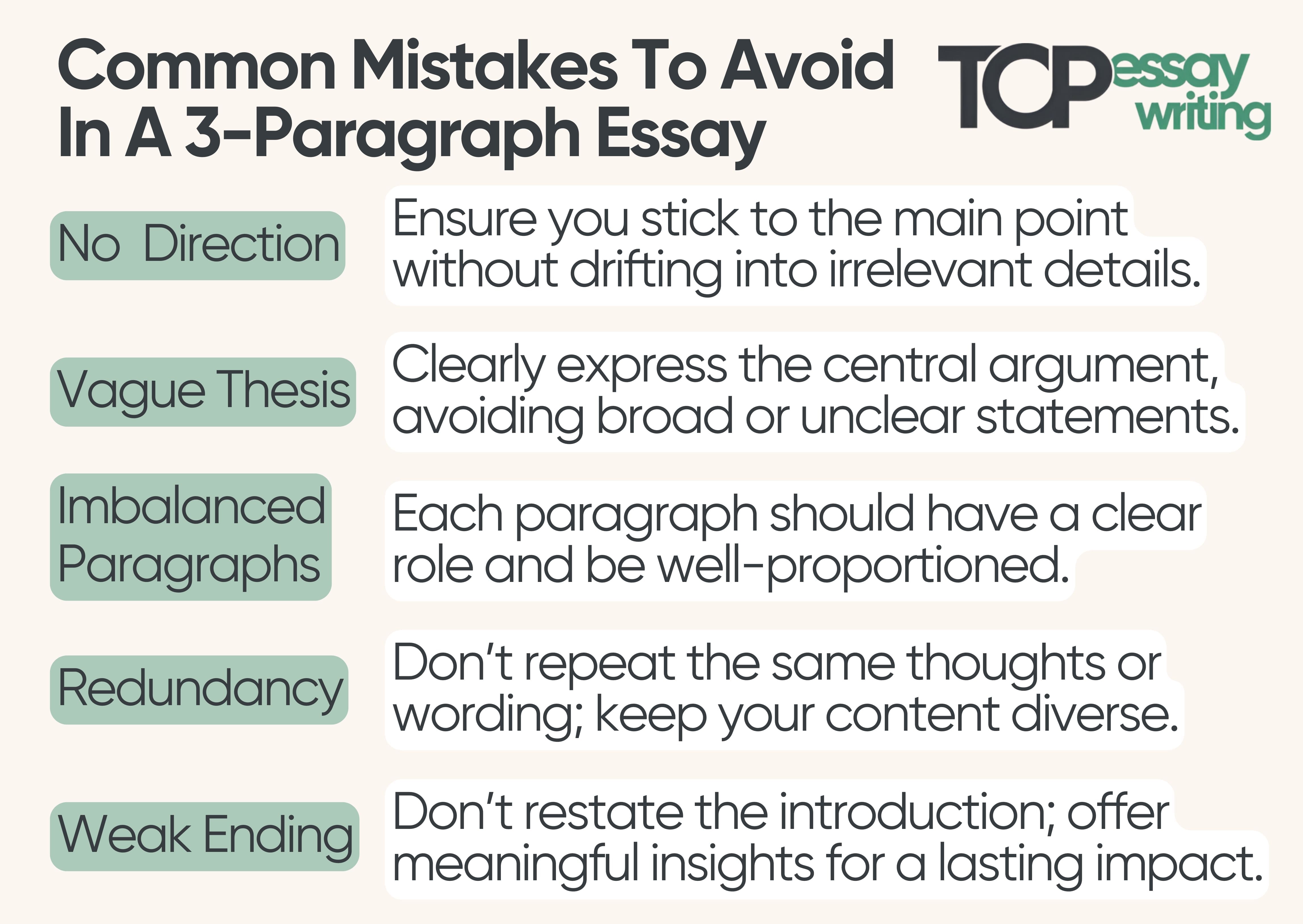 common mistakes to avoid in a 3 paragraph essay
